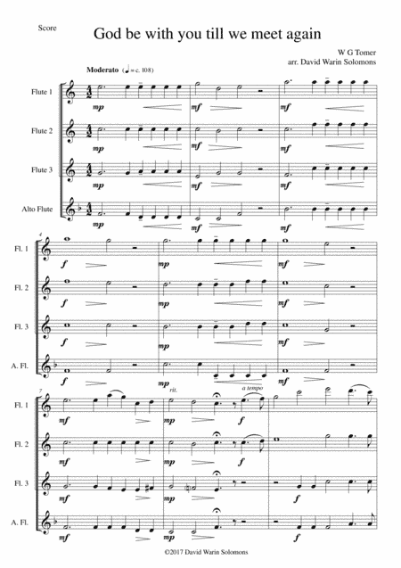 God be with you till we meet again for flute quartet (arr. David Warin Solomons)