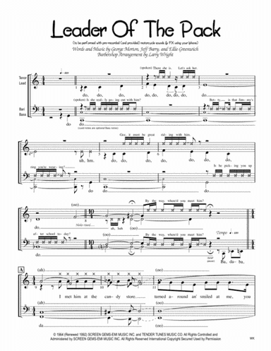 Leader Of The Pack (arr. Larry Wright)