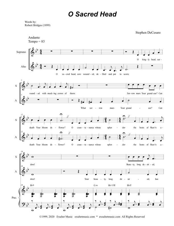 O Sacred Head (2-part choir - (SA)