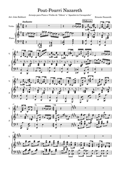 "Odeon" & "Apanhei-te, Cavaquinho", for guitar and piano duo. (arr. João Balducci)