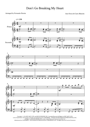 Don't Go Breaking My Heart (arr. Fernando Pereira)