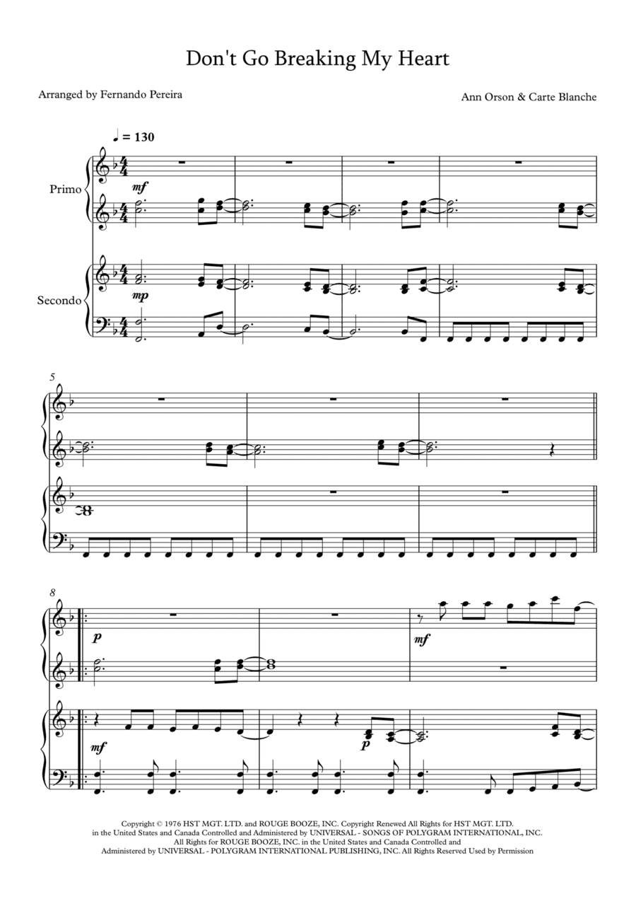 Don't Go Breaking My Heart (arr. Fernando Pereira)