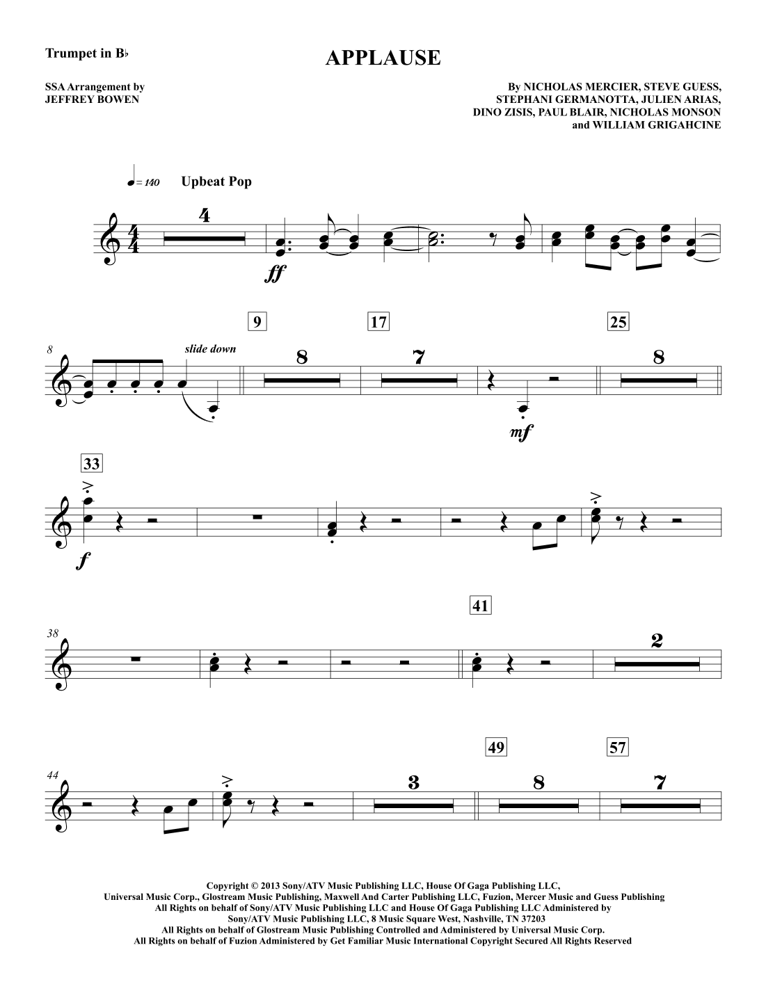 Applause (arr. Jeffrey Bowen)