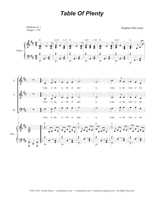 Table of Plenty (Vocal Trio - (SAB)