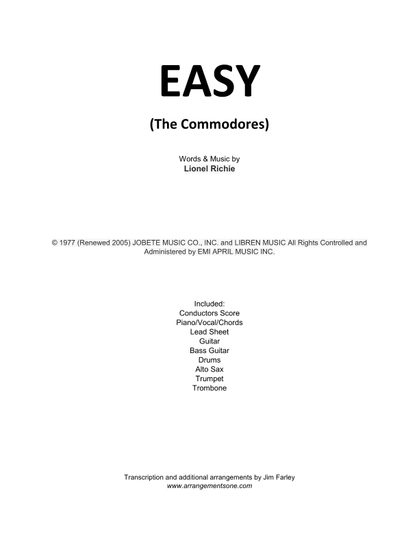 Easy (arr. Jim Farley www.arrangementsone.com)