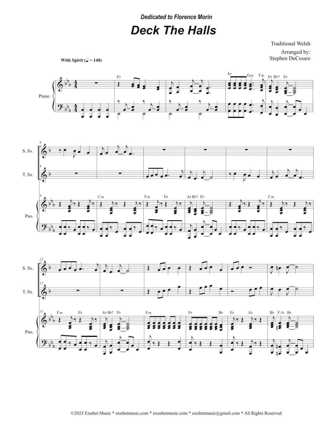 Deck The Halls (Duet for Soprano and Tenor Saxophone) (arr. Stephen DeCesare)
