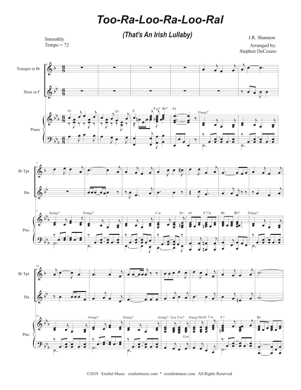 Too-Ra-Loo-Ra-Loo-Ral (That's an Irish Lullaby) (Duet for Bb-Trumpet & French Horn) (arr. Stephen DeCesare)