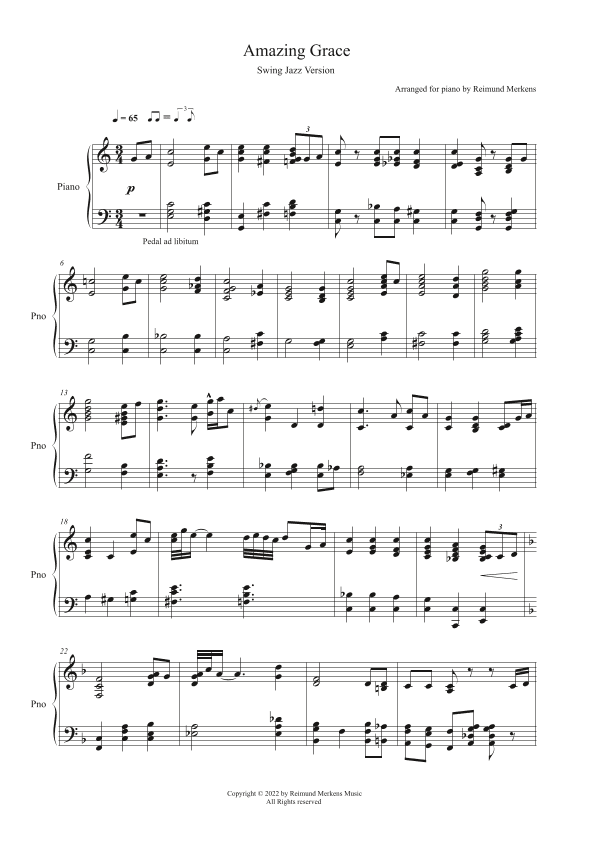 Amazing Grace - Jazz version (arr. Reimund Merkens)