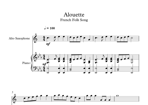 Alouette - French Folk Song (Alto Sax + Piano) (arr. Digital Book Music)
