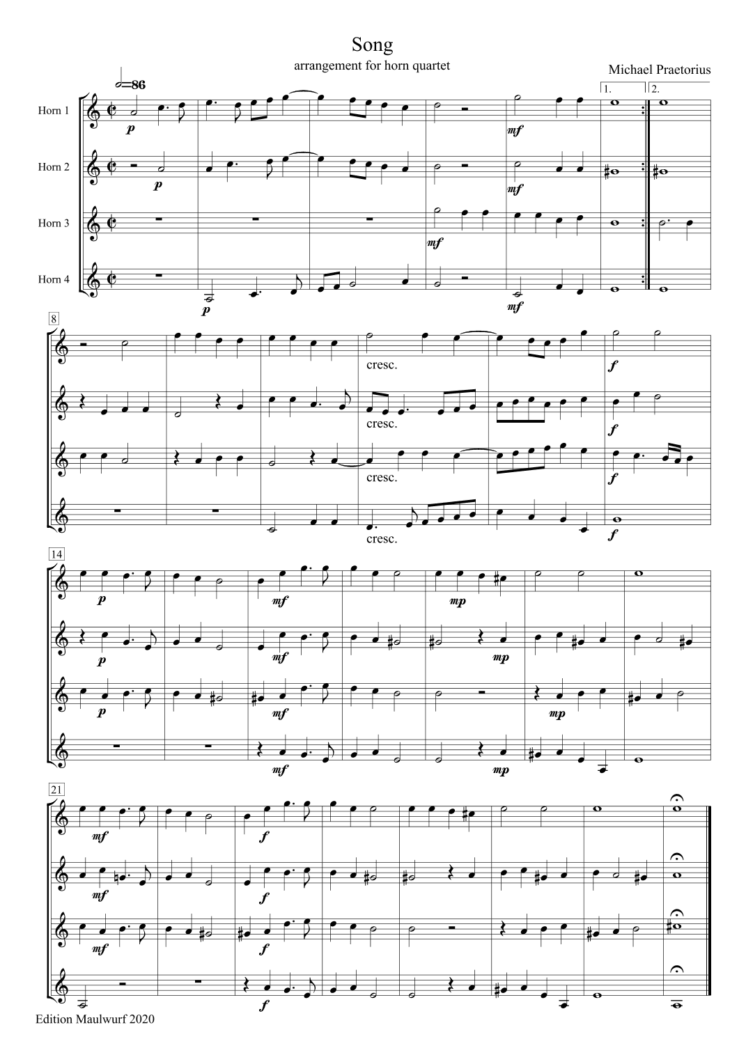 Song (arr. Edition Maulwurf)