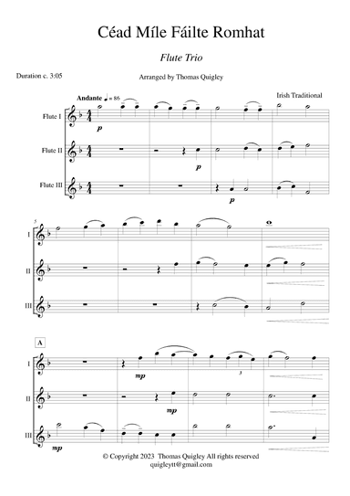 Céad Míle Fáilte Romhat (arr. Thomas Quigley)