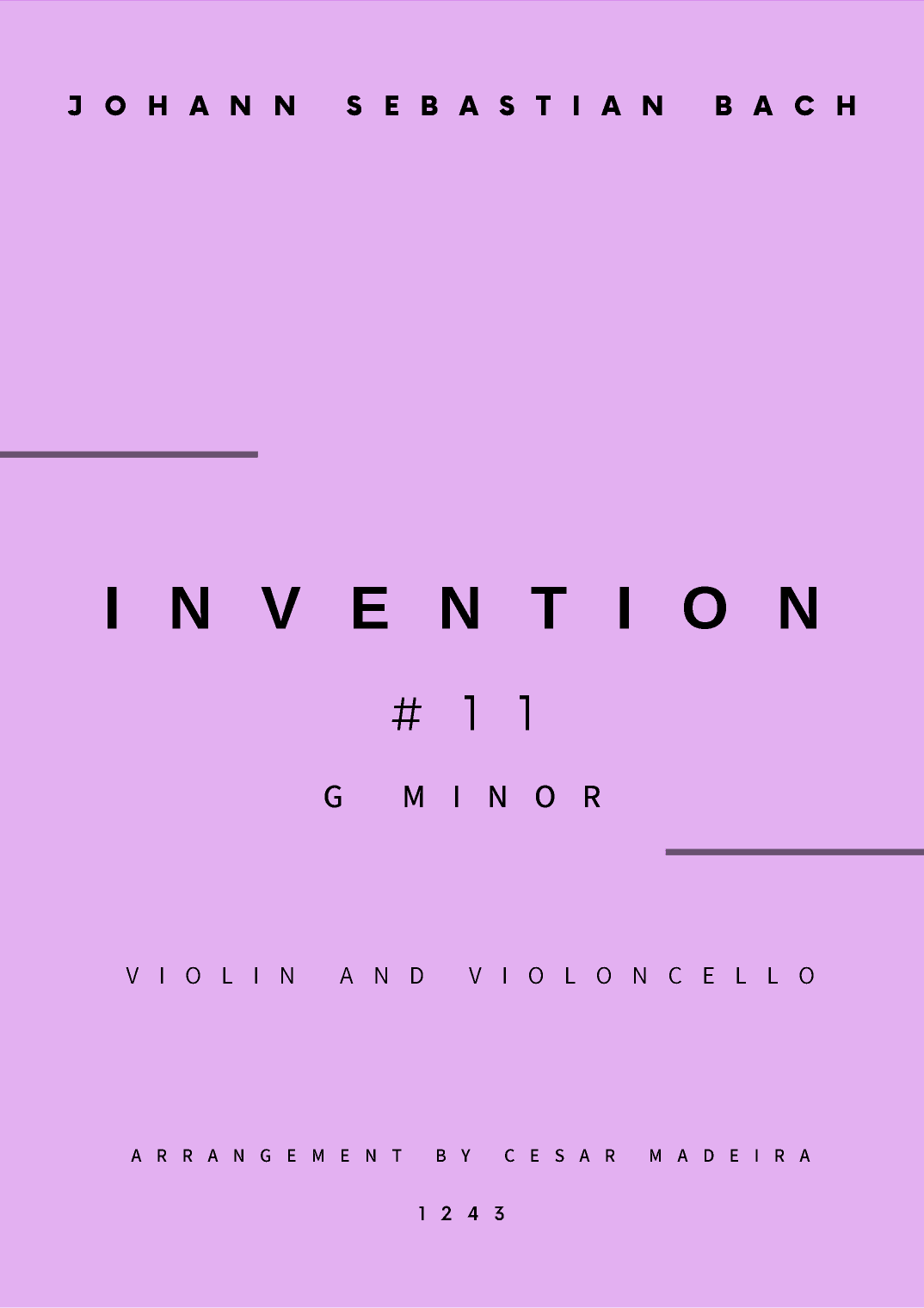 Invention No.11 in G Minor - Violin and Cello (Full Score and Parts) (arr. César Madeira)
