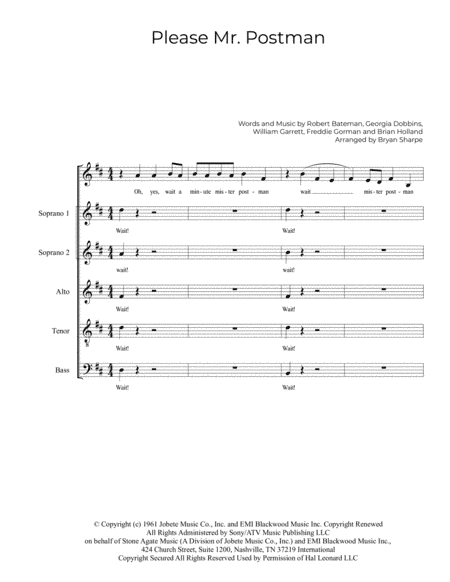 Please Mr. Postman (arr. Bryan Sharpe)