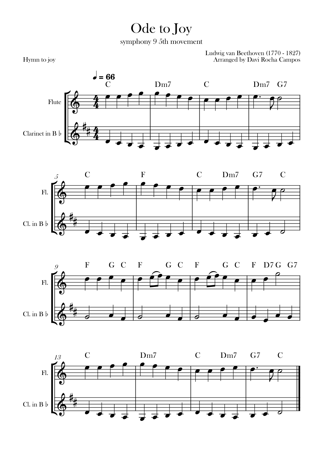 Ode To joy (Symphony 9 5th movement) (arr. Davi Rocha Campos)