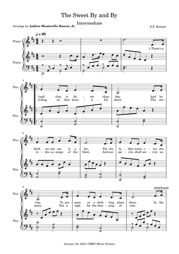 Sweet By and By Vocal Solo (arr. Andres Montecillo Bascar, Jr.)