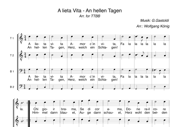 A lieta vita - An hellen Tagen (arr. Wolfgang König)