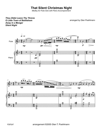THAT SILENT CHRISTMAS NIGHT - Carol Medley for FLUTE SOLO with Piano Accompaniment (arr. Glen Poehlmann)
