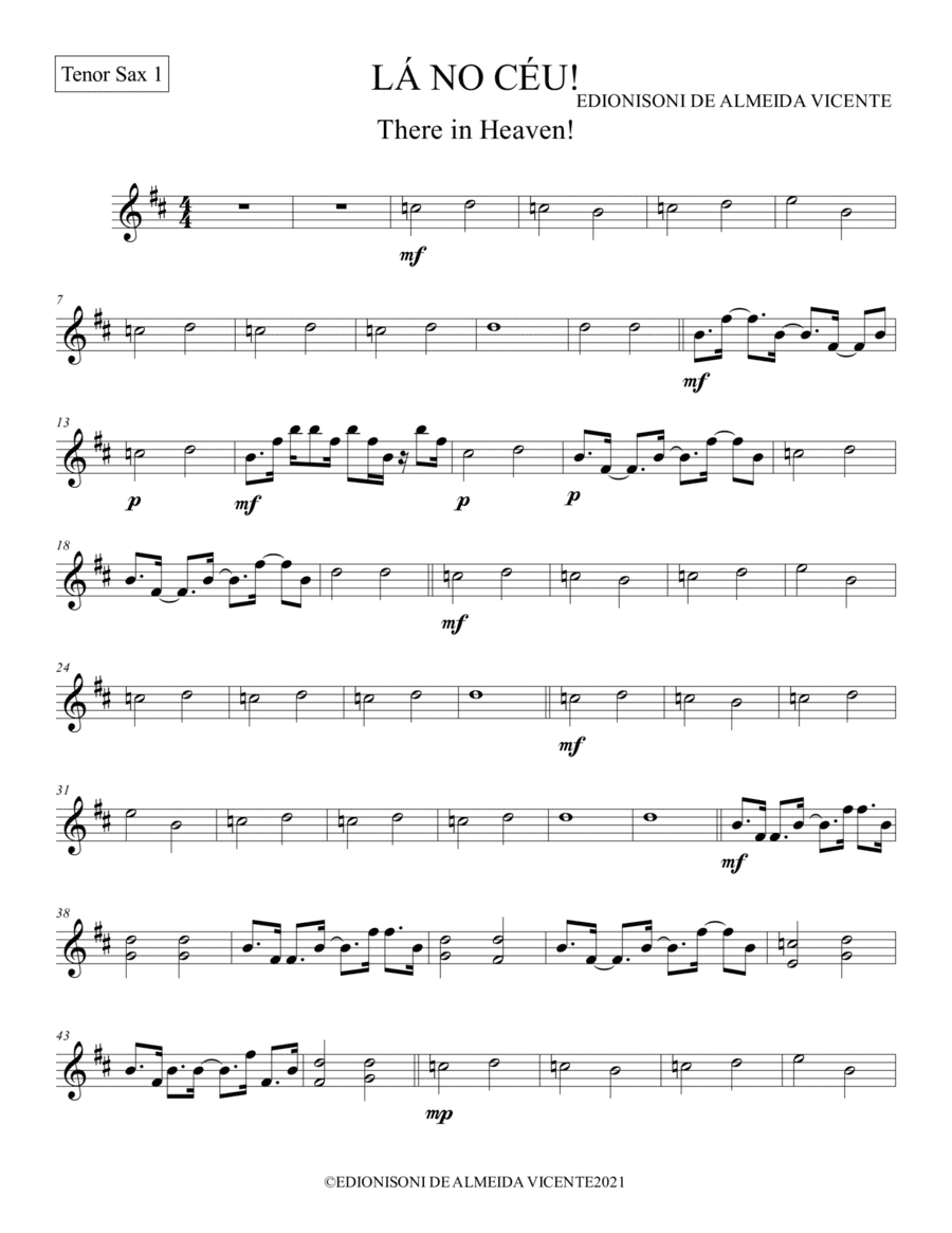 Tenor Sax 1-LÁ NO CÉU-There in Heaven!