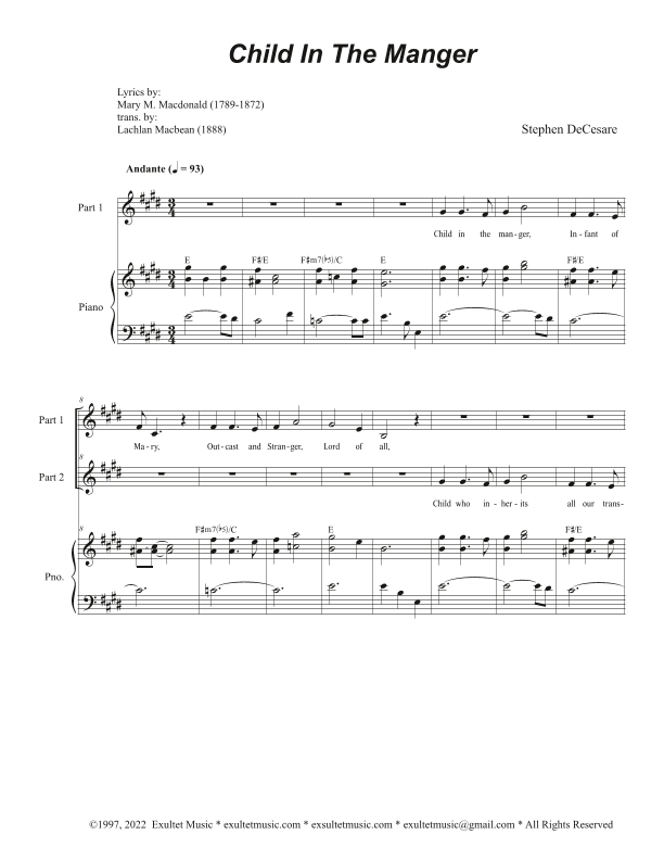 Child In The Manger (2-part choir)