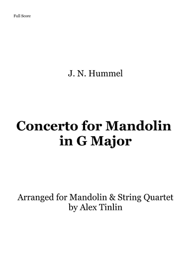 Concerto for Mandolin G major (arr. Alex Tinlin)