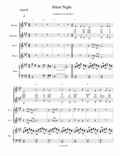 Silent Night vocal duet with Flute duet and Piano (arr. Connie Boss)