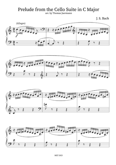 Prelude from the Cello Suite in C Major BWV 1009 (arr. Thomas Jaermann)