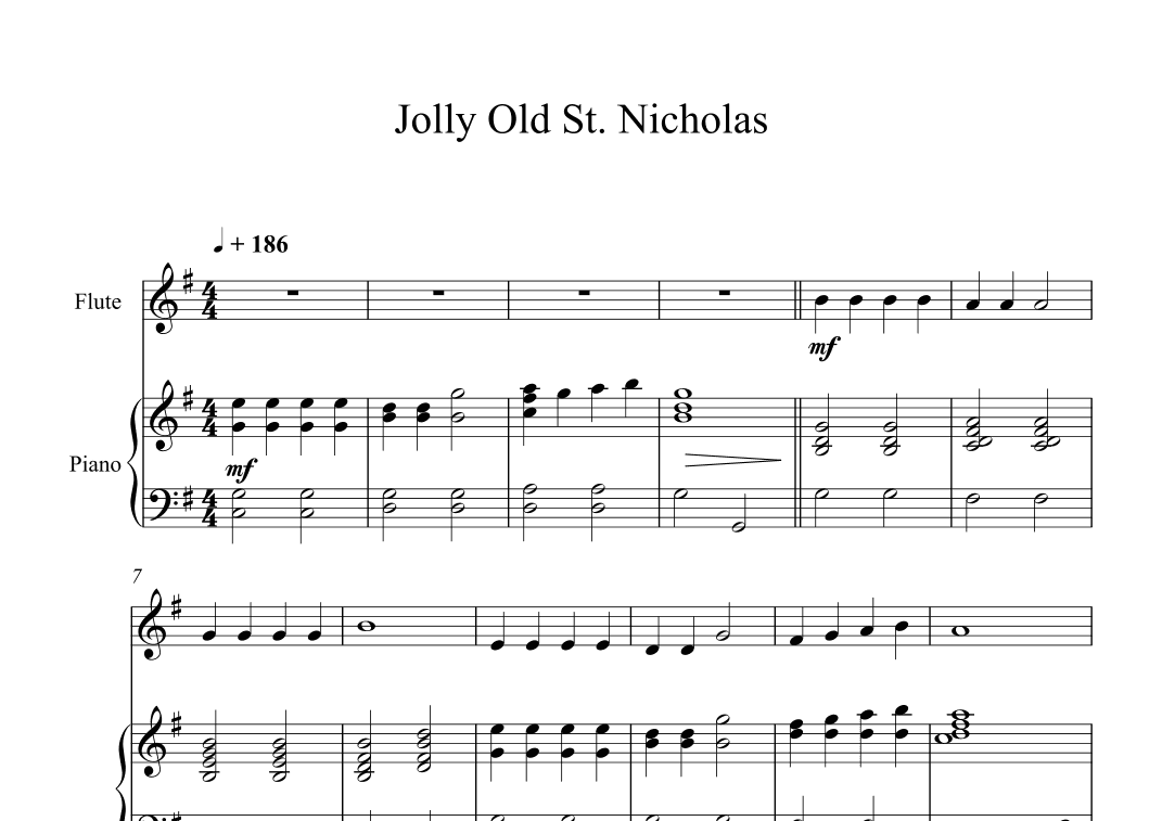 Jolly Old St. Nicholas (Flute + Piano) (arr. Digital Book Music)