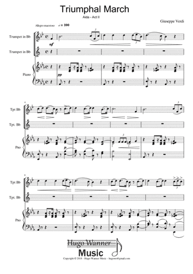 Triumphal March - Aida - Act II - For trumpet in Bb - Original key (arr. Hugo Wanner)