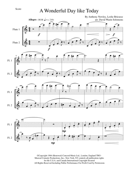 A Wonderful Day Like Today (arr. David Warin Solomons)