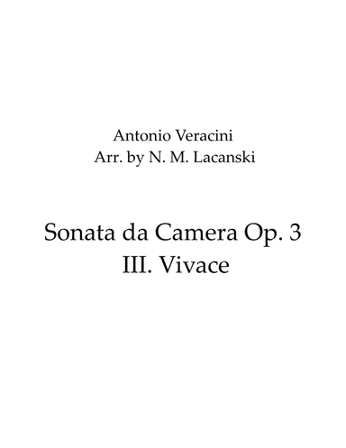 Sonata da Camera Op. 3 III. Vivace (arr. Nick Lacanski)