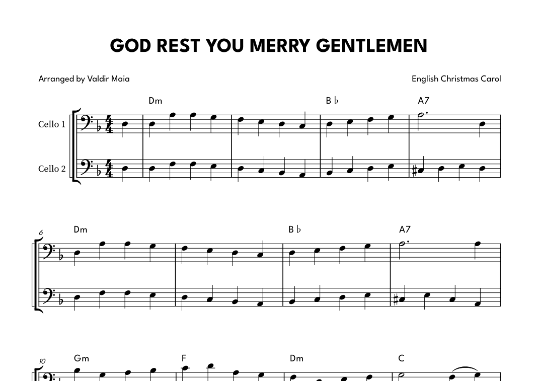 God Rest You Merry Gentlemen - Cello Duet (arr. Valdir Maia)