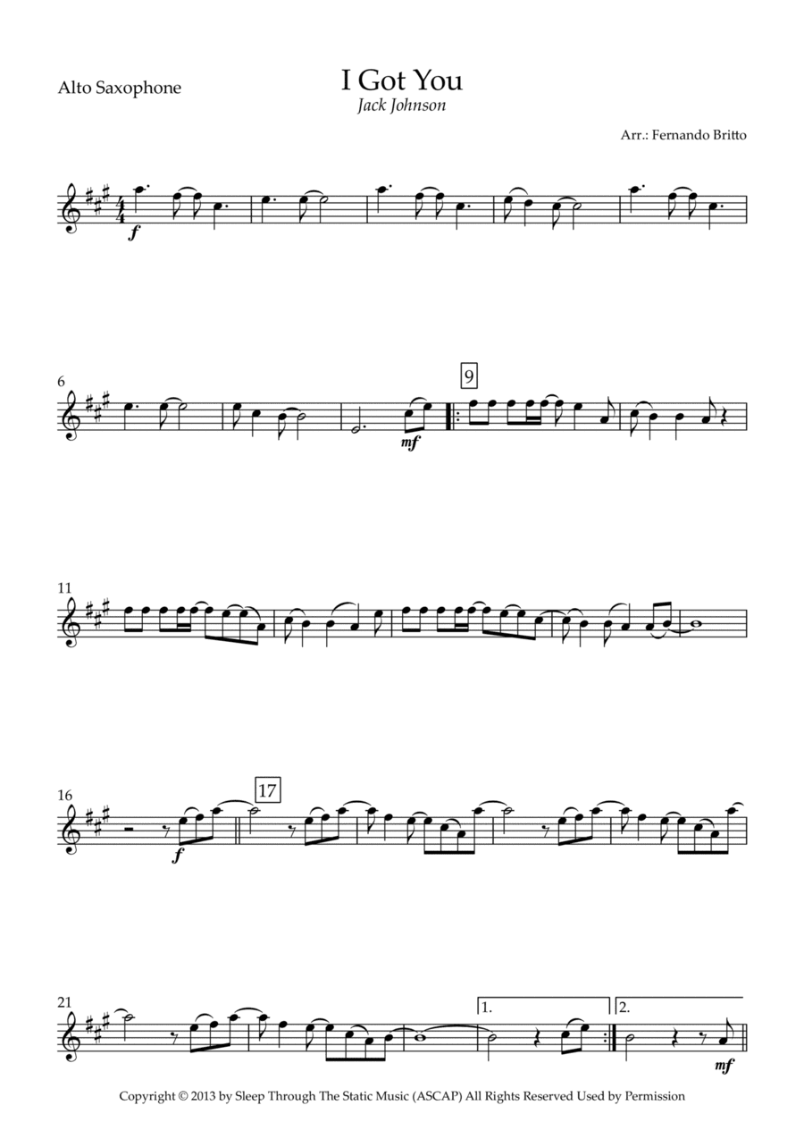 I Got You (arr. Fernando Britto)