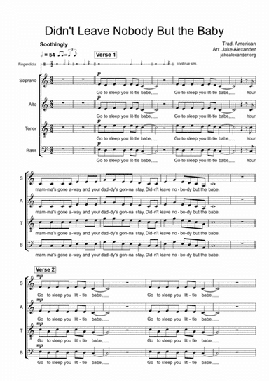 Didn't Leave Nobody but the Baby - SATB a cappella (arr. Jake Alexander)
