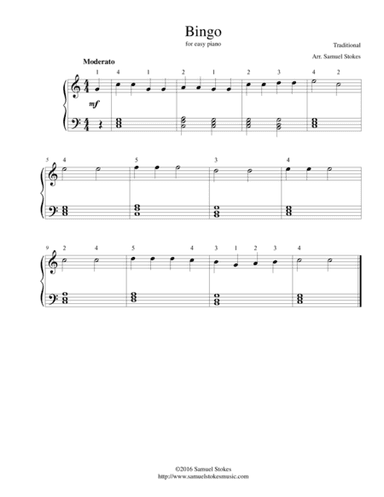 Bingo - for easy piano (arr. Samuel Stokes)