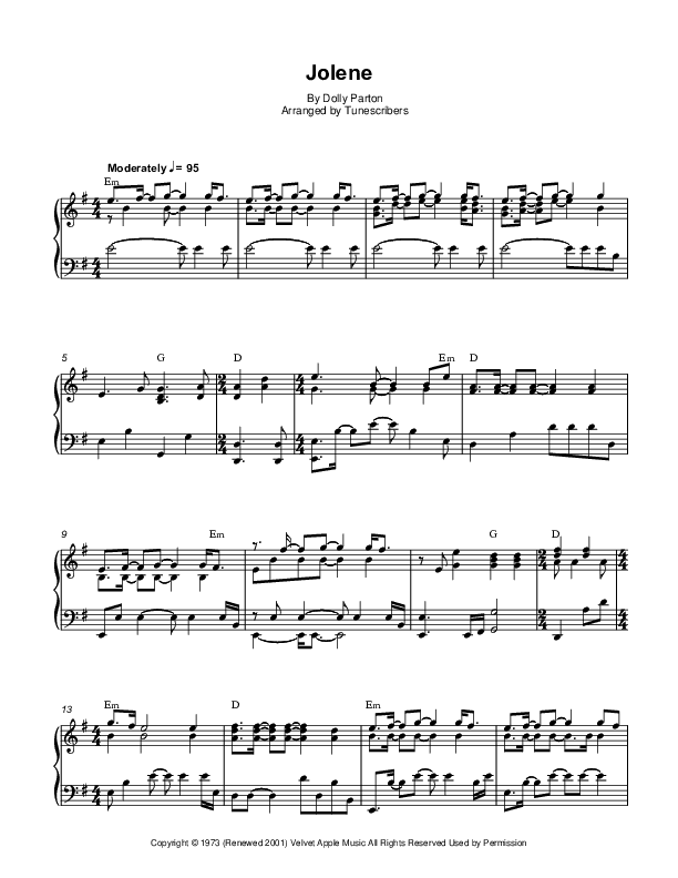Jolene (Karaoke Instrumental) (arr. Tunescribers)