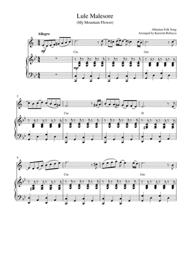 Lule Malesore (My Mountain Flower) (tenor saxophone solo and piano accompaniment) (arr. Kaiserin Rebecca)