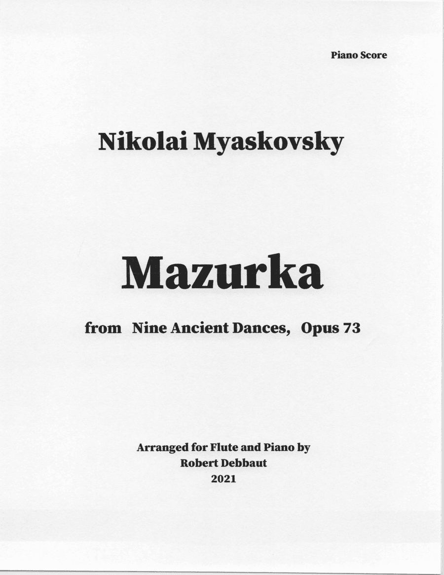 "Mazurka" by Nikolai Myaskovsky for Flute and Piano (arr. Robert Debbaut)