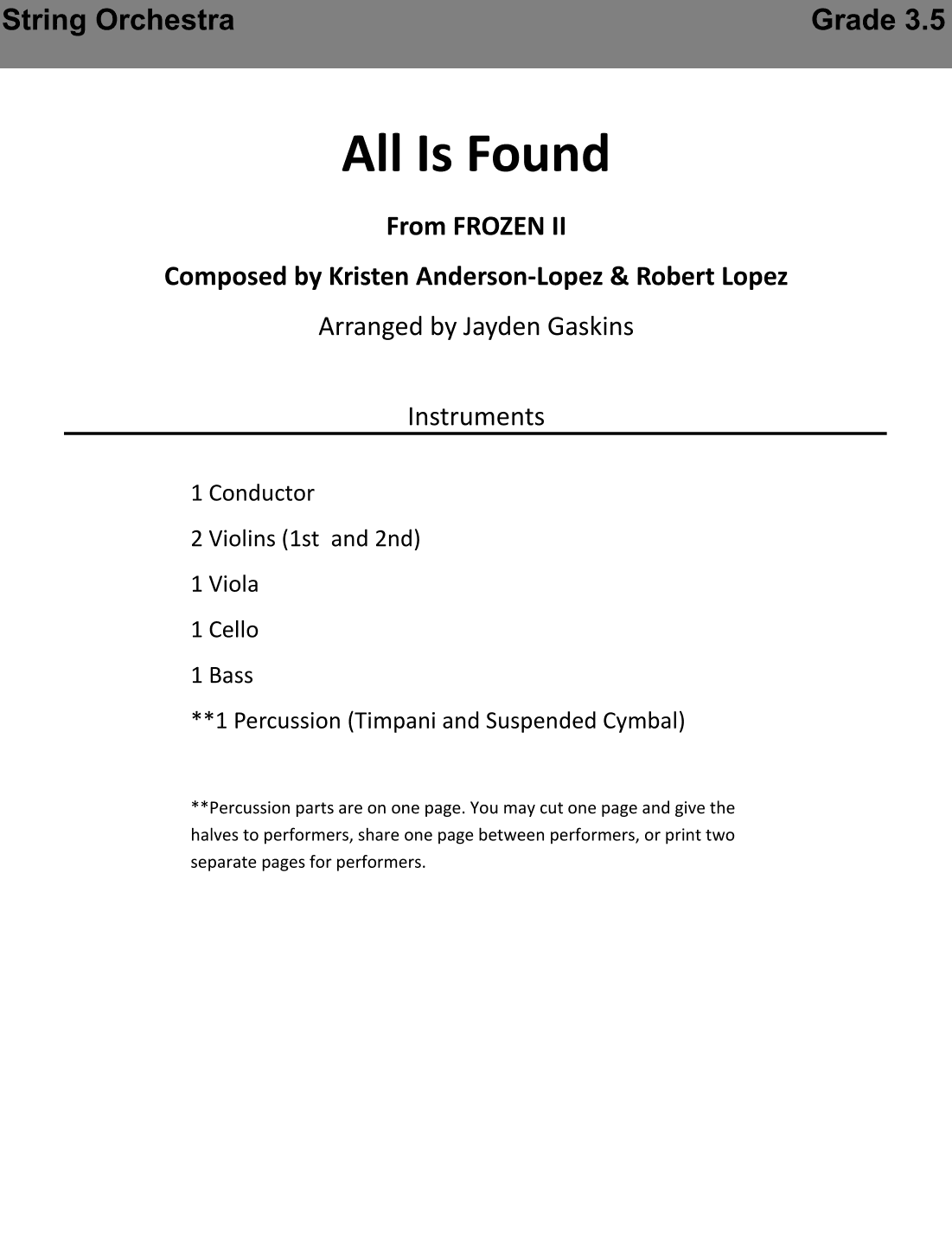 All Is Found (arr. Jayden Gaskins)