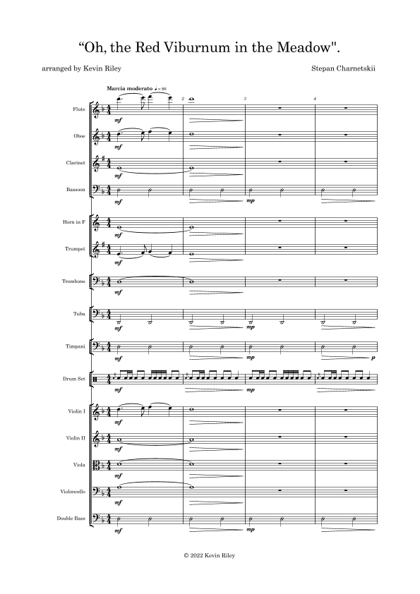 Oh, the Red Viburnum in the Meadow (arr. Kevin Riley)