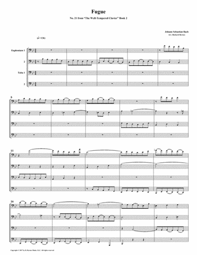 Fugue 21 from Well-Tempered Clavier, Book 2 (Euphonium-Tuba Quartet) (arr. Richard Byrnes)
