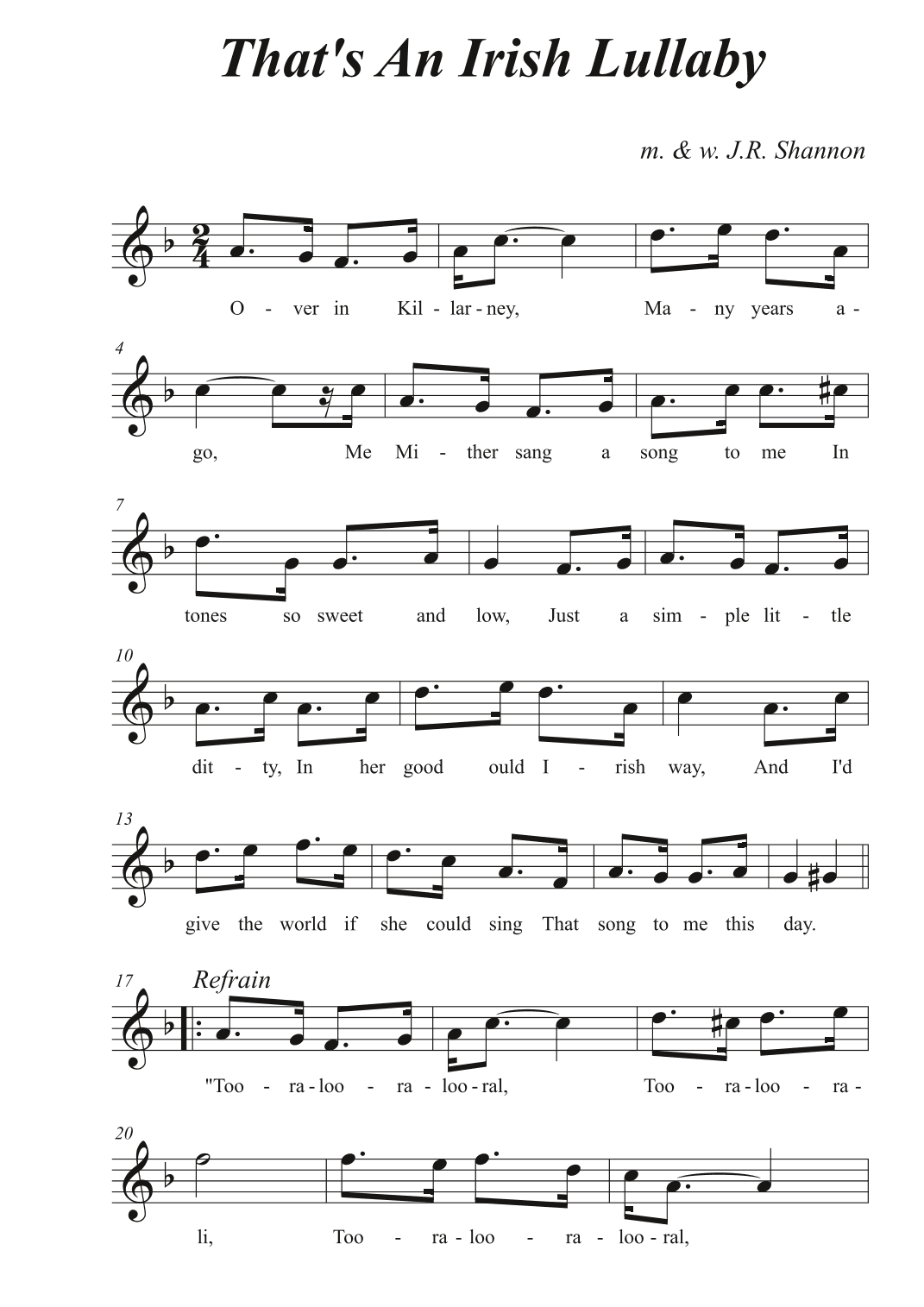 That's An Irish Lullaby (arr. Avgusta Udartseva)
