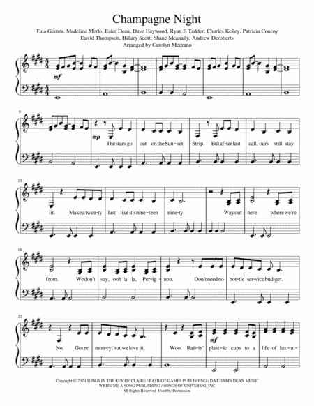 Champagne Night (arr. Carolyn Medrano)
