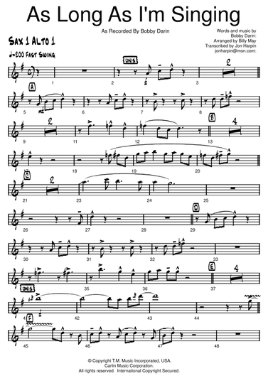 As Long As I'm Singing (arr. Billy May Transcribed by Jon Harpin)