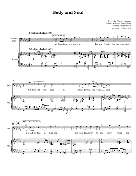Body And Soul  from THREE'S A CROWD (arr. Charles Beale)