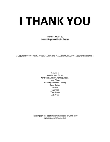 I Thank You (arr. Jim Farley www.arrangementsone.com)