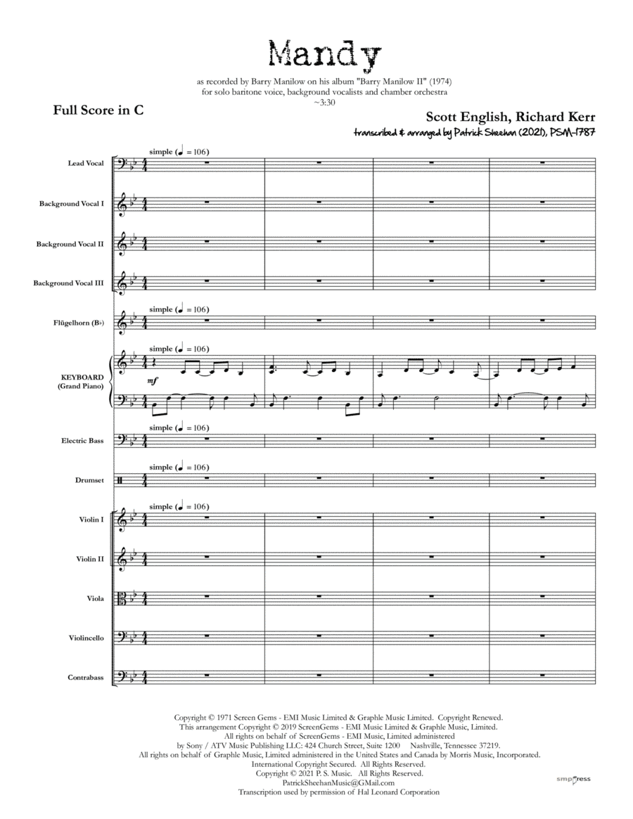 Mandy (arr. Patrick Sheehan)