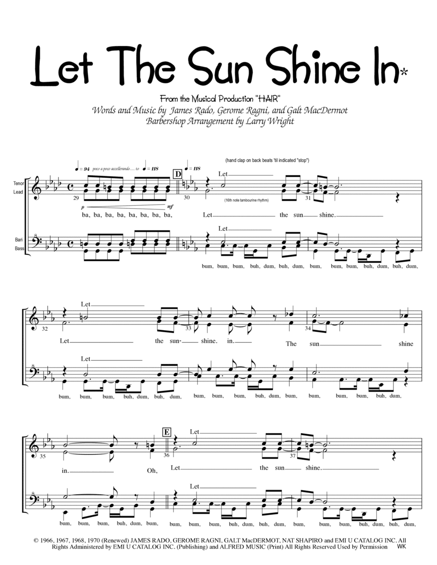 Let The Sunshine In (arr. Larry Wright)