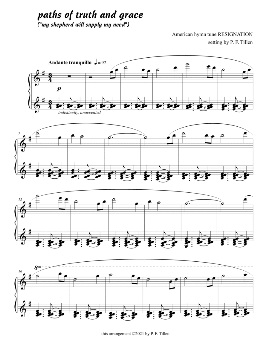 Paths of Truth and Grace (arr. setting by P. F. Tillen)