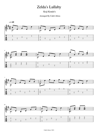 Zeldas's Lullaby For Guitar Solo