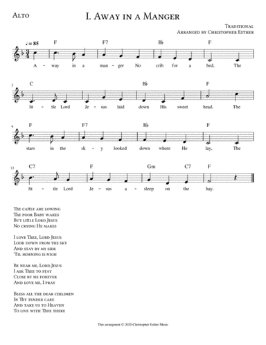 Away in a Manger for Alto Voice (arr. Christopher Esther)